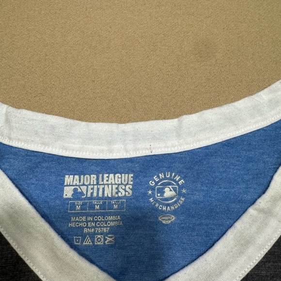 Chicago Cubs Women's V-Neck Short Sleeve Tee in Blue and Charcoal - Picture 3 of 5